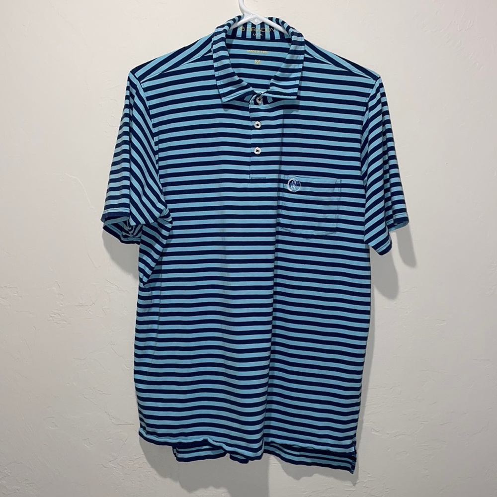 Men’s blue striped Bdraddy golf polo